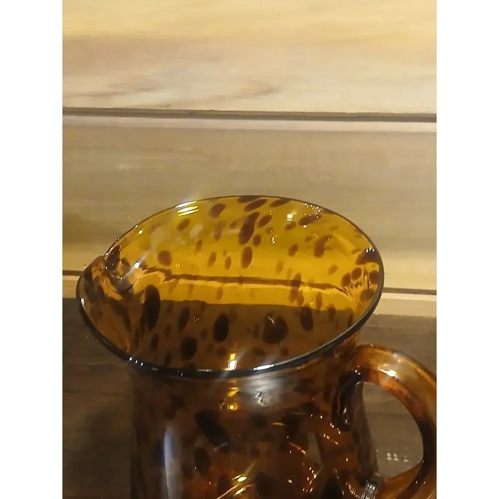Vintage Mid Century Tortoiseshell Art Glass Pitcher 9